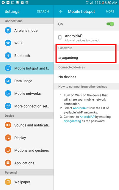 Cara Mengaktifkan Mobile Hotspot (Tethering) di Android 4